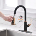 Single Handle Single Hole Matte Black Pull Out Kitchen Faucet With Faucet Hole Cover Kitchen Sink Faucet For Sink